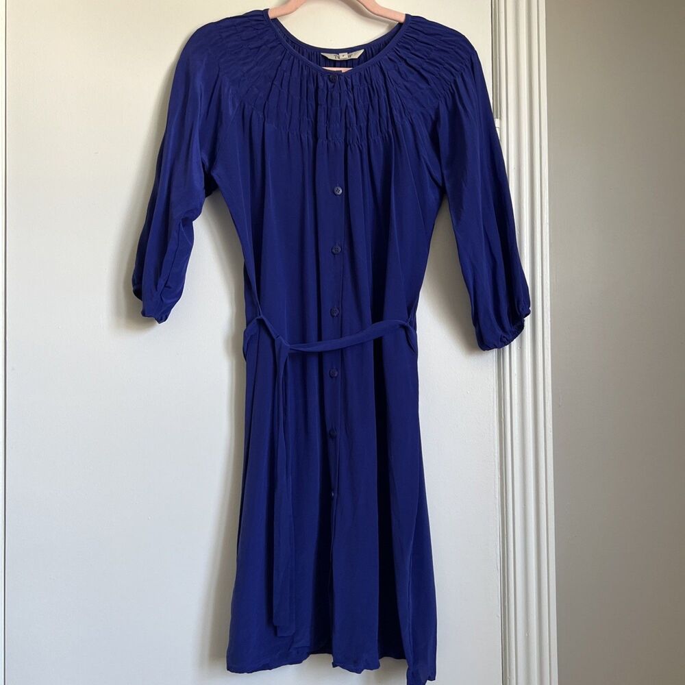 Tucker Size S 100% Silk Button Down Blue Dress  EXCELLENT